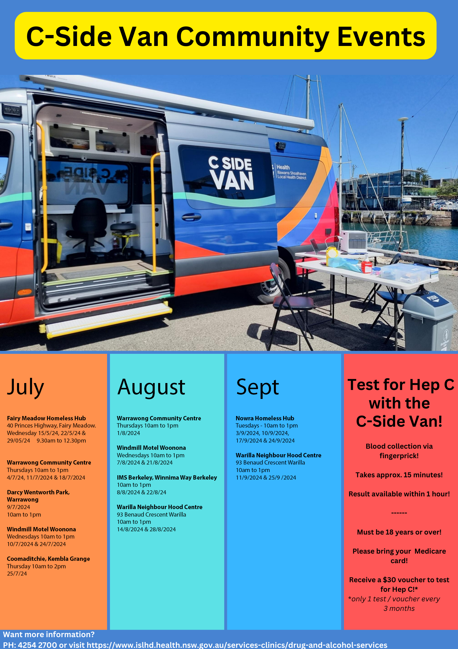 C Side Van Schedule for July to September 2024