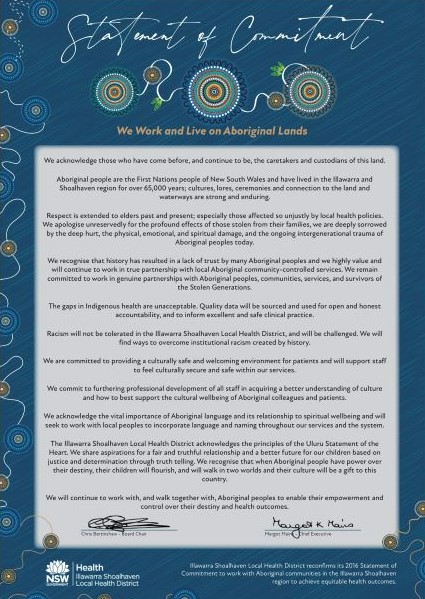 ISLHD Statement of Commitment to Aboriginal people